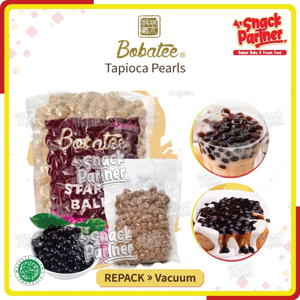 

BOBATEE TAPIOCA PEARL BUBBLE Repack Vacuum 250 / 500 GR - Toping Boba / Tapioka Boba Hitam / BLACK PEARL - Topping Minuman Manis Sugar, Pancake, Kue