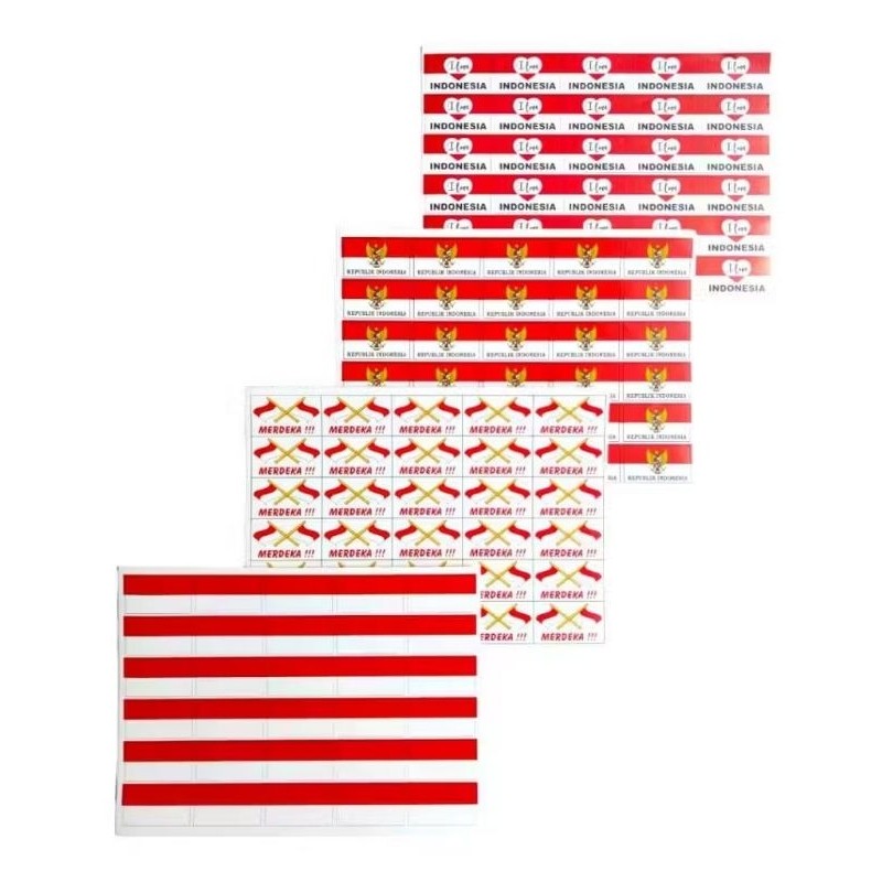 

(perlembar) isi 30pcs stiker merah putih/stiker bendera/stiker tempelan pipi HUT RI 17agustus