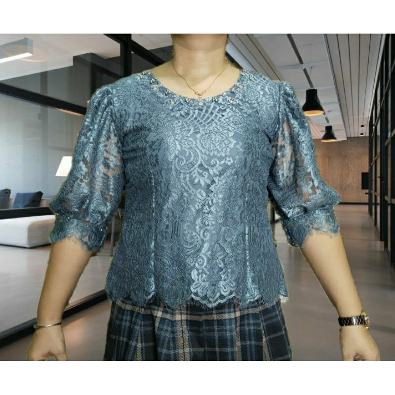 BLUS SEMI PRANCIS PAYET MODEL TERBARU LENGAN BALON