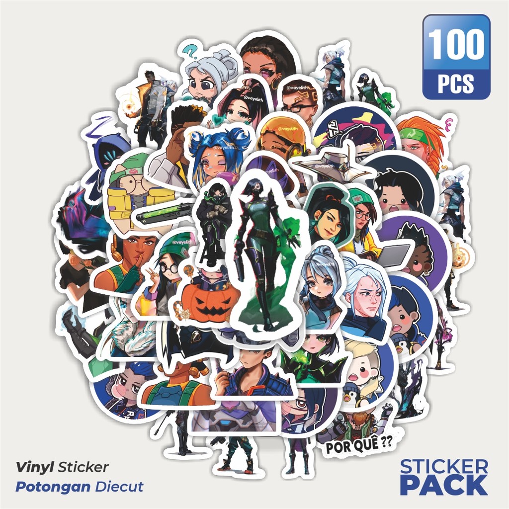 

Stiker Vinyl Stiker Kartun Valorant Stiker Waterproof Aesthetic- Untuk Laptop, Motor, dan Helm - Paper Stationery Pack
