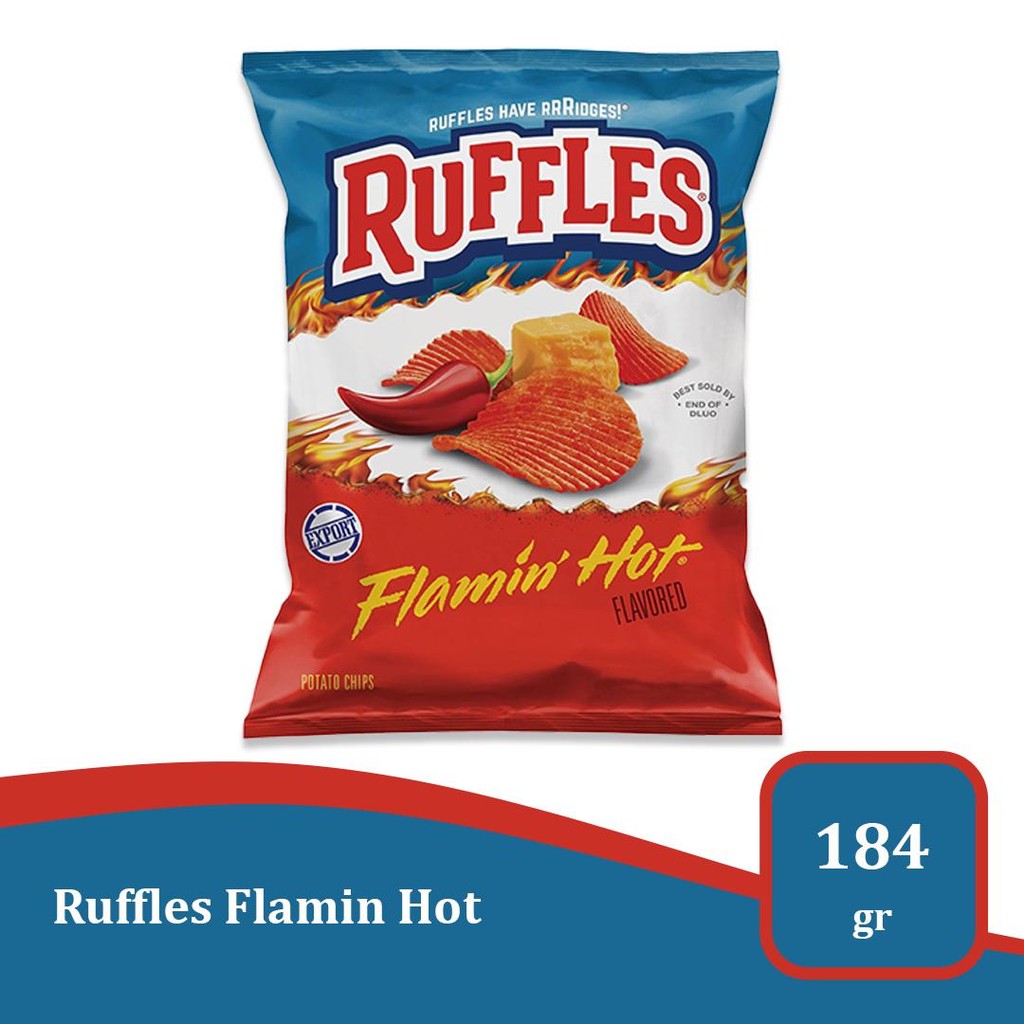 

Ruffles Flamin’ Hot 184gr - Keripik Kentang Pedas Menggigit Import USA