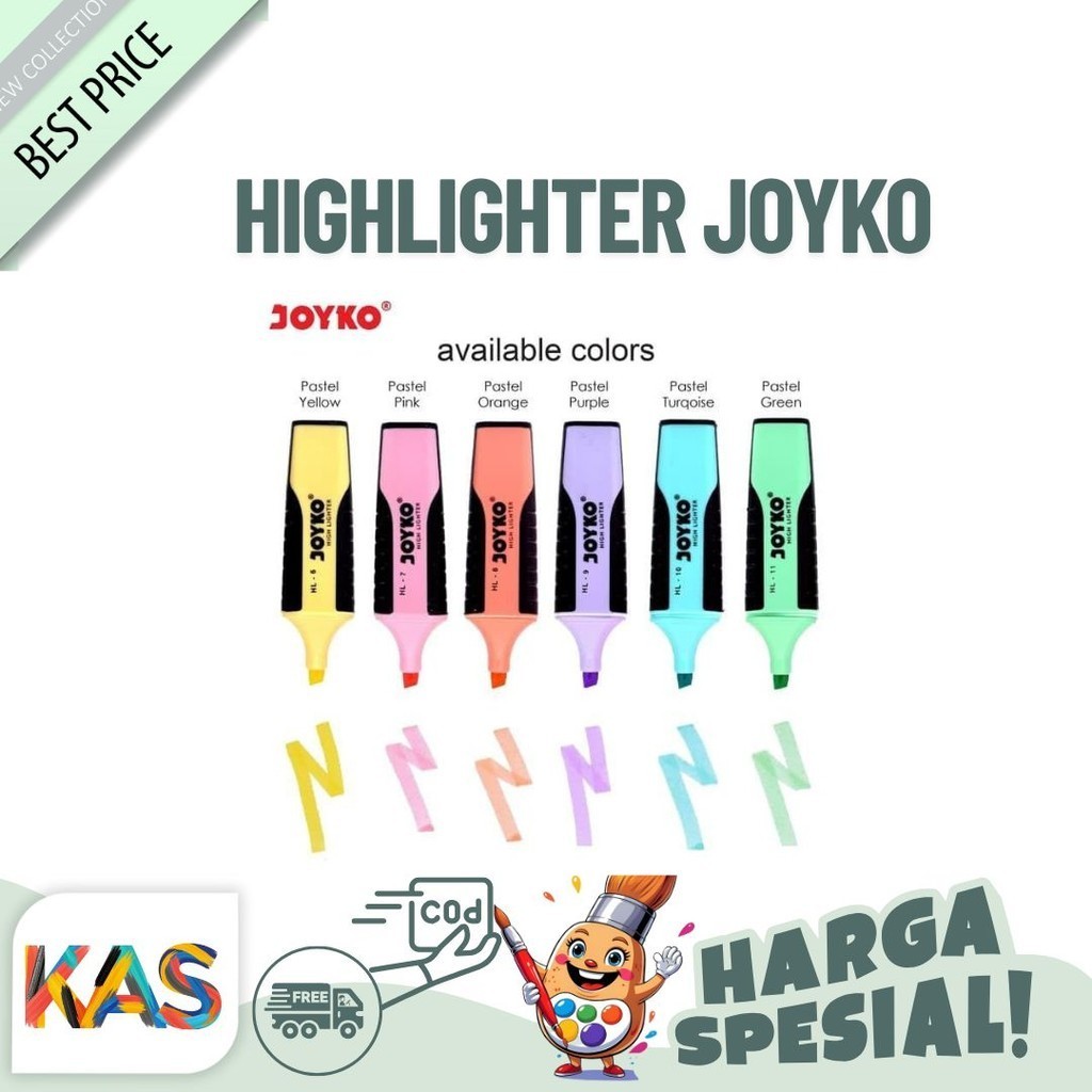 

Highlighter Joyko HL 6-11 Pastel Color Penanda Tulisan