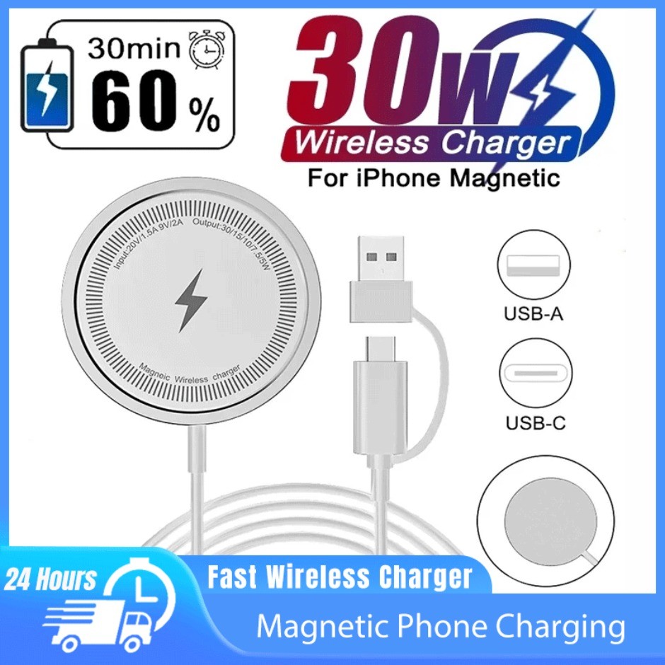 30W  Fast Wireless Charger Pad Stand Magnetic Chargers for iPhone 12-16 Pro Max Airpods PD Macsafe P