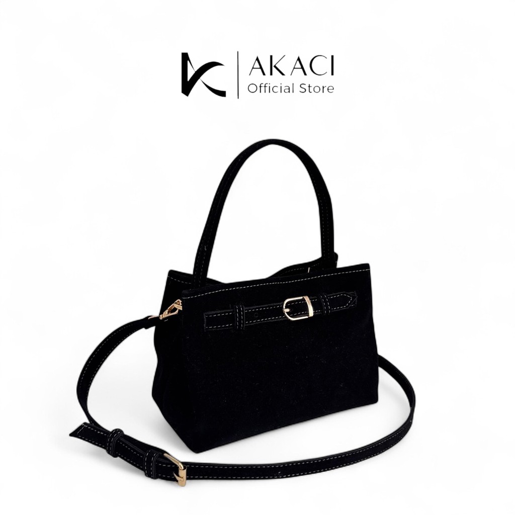 Akaci - Hand Bag wanita HANA 15-8490 Bahan Beludru 1 ruang sling bag mini lucu Terbaru polos mewah m