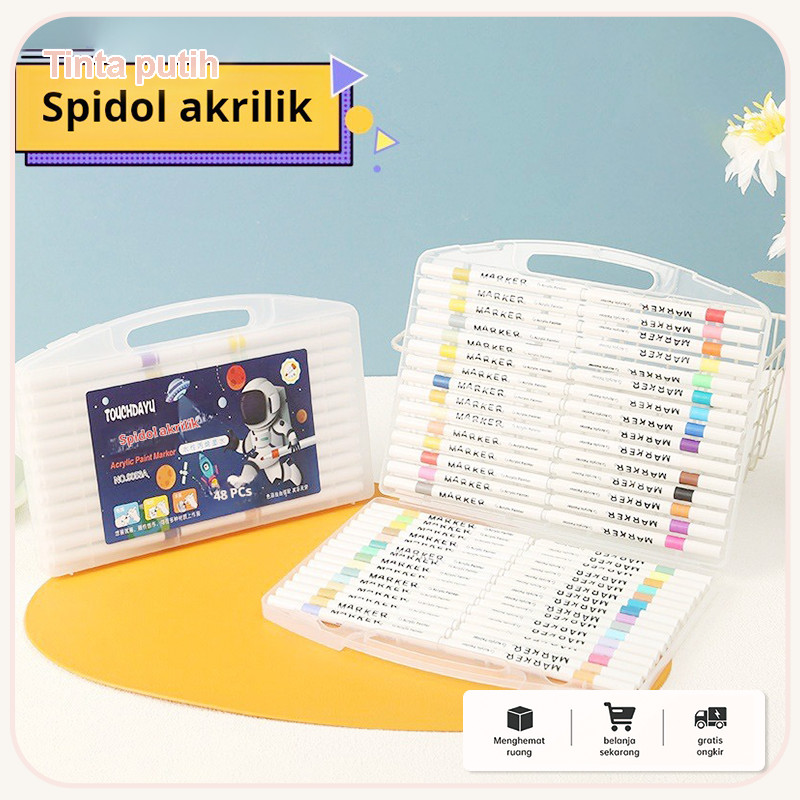 

Pena spidol akrilik khusus seni anak-anak, pena cat air, kuas tahan air, pena spidol akrilik batang bulat, pena warna yang dapat ditumpuk
