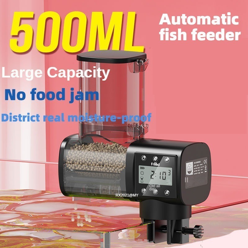 Fish Feeder 500ML Display Feeder ikan otomatis Automatic Pet Feeder tempat makan ikan otomatis