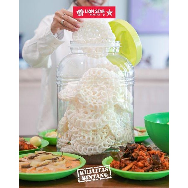 

Toples Makanan Krupuk Cemilan Hugo Round Jar Bulat Plastik Lion Star - PP-30 100 3 Ltr