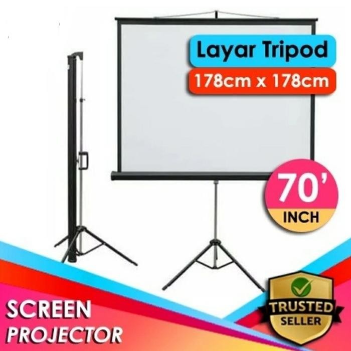 layar proyektor 70" Inch 120cm tripod / screen projector 120cm tripod