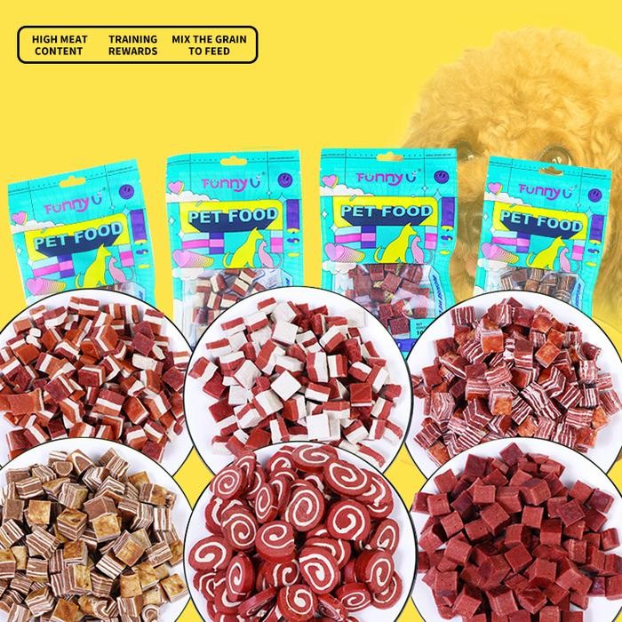 

babe petshop SNACK DADU FUNNY U Dog Treats Snack Anjing Kucing 100 Gram Beef Cube Snack Daging Sapi Cube Untuk Anjing camilan kucing cube anjing kucing melatih cemilan anjing cube semua usia sedang - blueberry