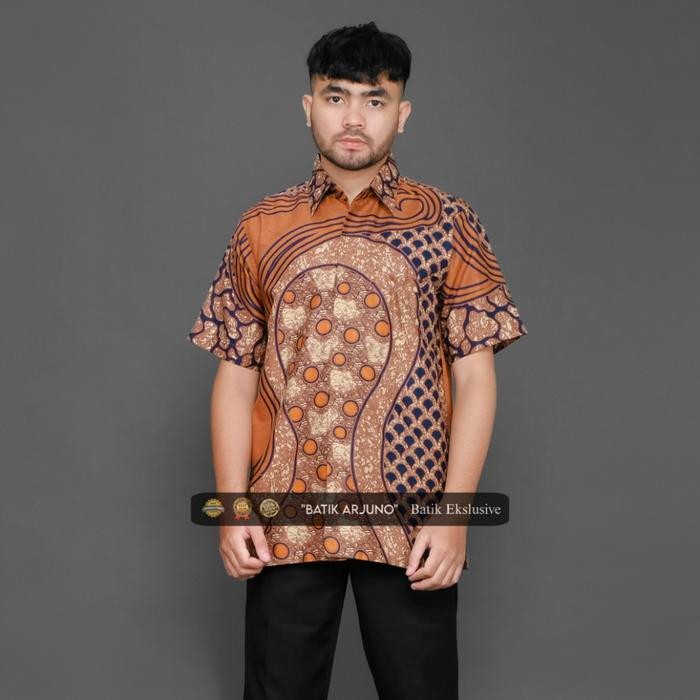 kemeja batik pria mocca lapis furing lengan pendek batik pria ekslusive ghandy mocca - Ghandy Pendek