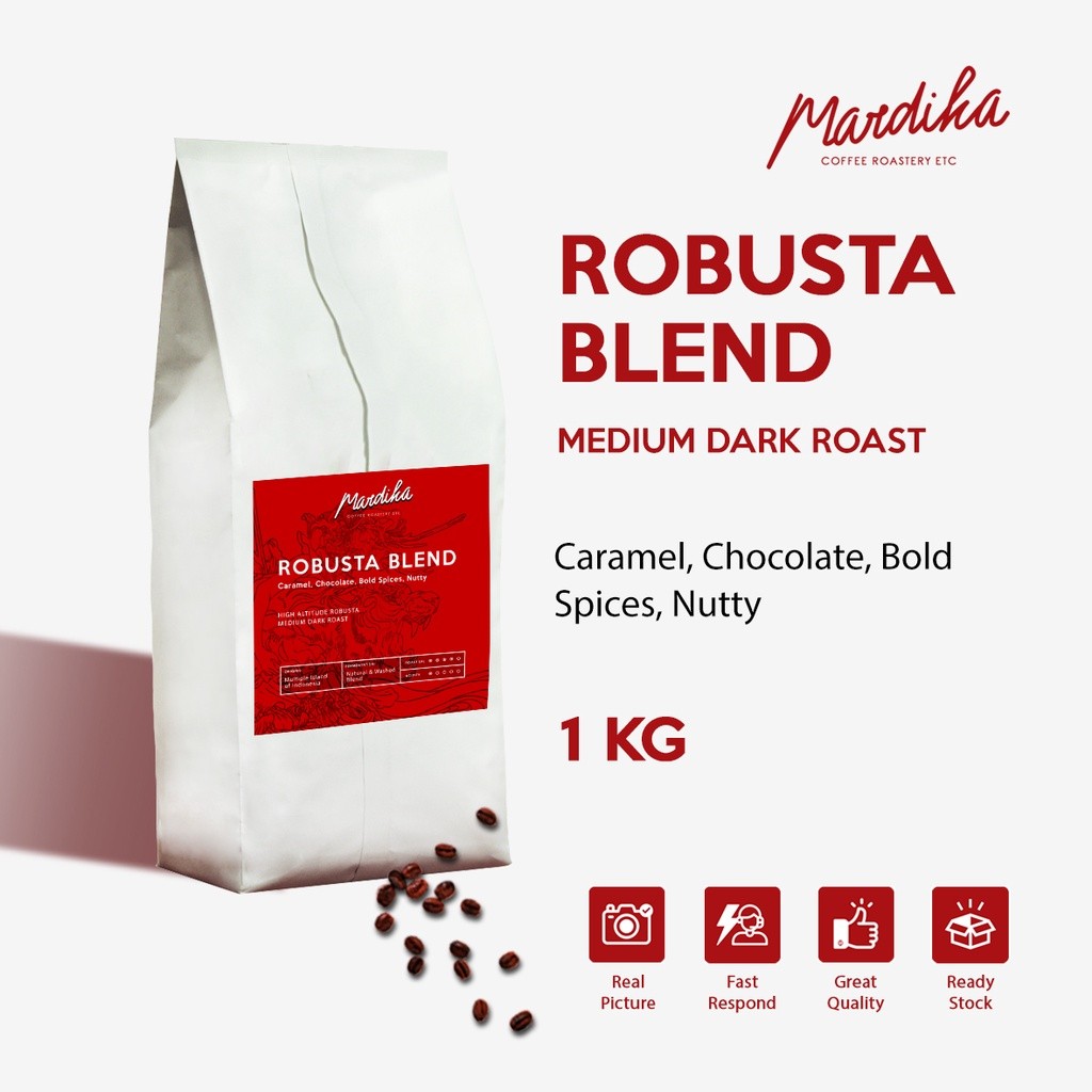 

BIJI KOPI 100% FULL ROBUSTA Medium Roast 1KG - Mardika Coffee