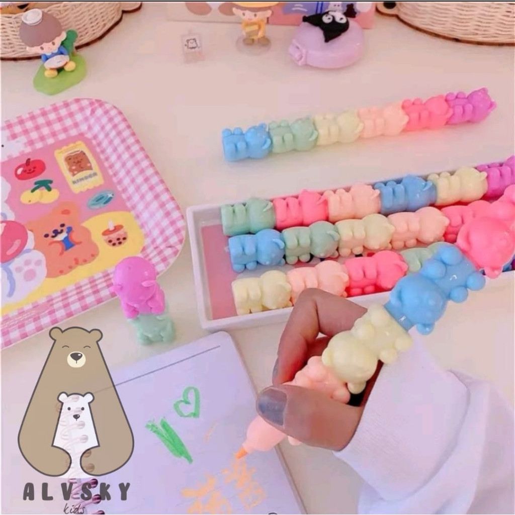 

MAGICTOY SET SPIDOL SUSUN WARNA WARNI STABILO GUMMY BEAR / KAKI KUCING HIGHLIGHTER BERUANG CUTE LUCU 1 SET 5 PCS