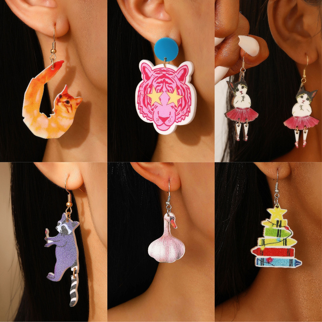 Anting balet Eropa dan Amerika menari cincin jamur kucing anting ceruk kreatif wanita musim kelulusa