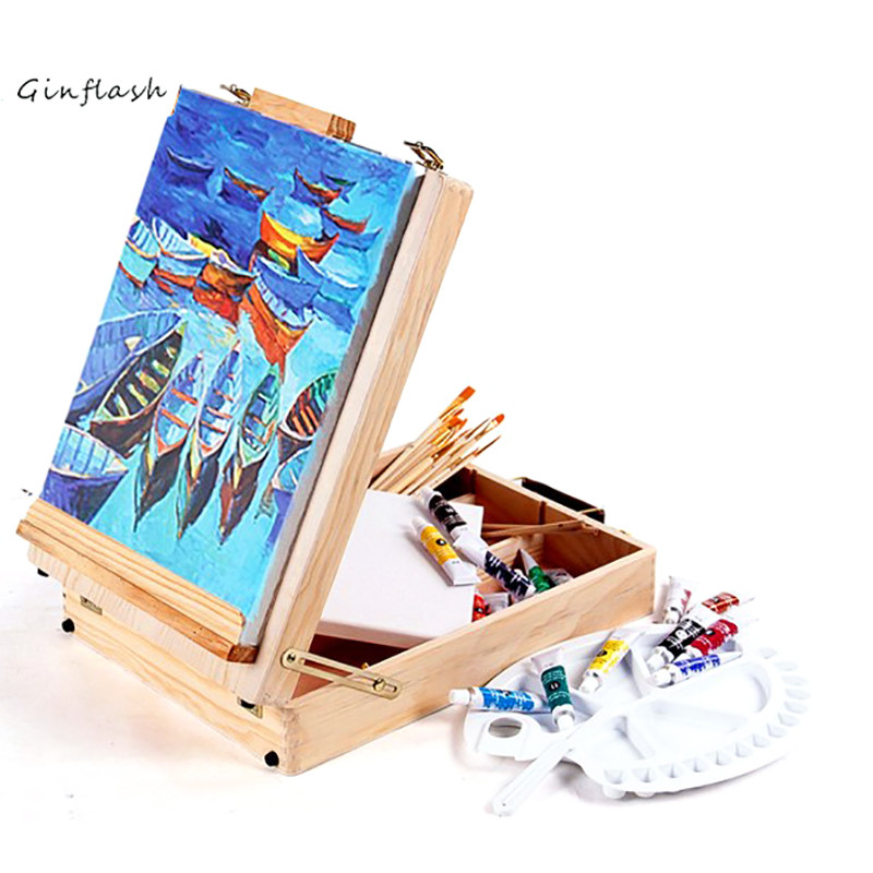 

1pc Fillet Desktop Laptop Box Easel Painting Hardware Accessories Multifunctional Painting Suitcase Art Supplies For Artist