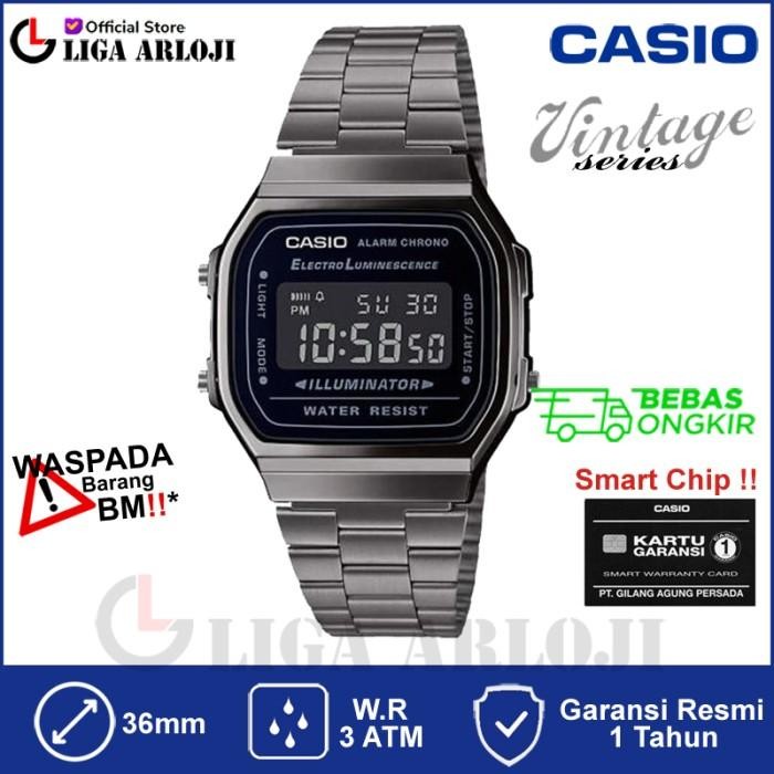 CASIO A168WGG-1BDF Jam Tangan Pria Digital Hitam A168WA A168WGG-1B A168WGG 1BDF