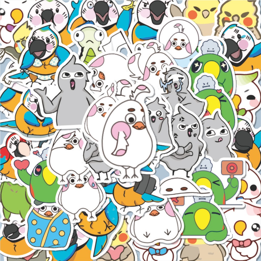 

100PCS Lucu Stiker Hewan Burung Beo Stiker Aesthetic Stiker Anti Air Stikers Berperekat Waterproof sticker decal buat Motor Helm Buku Journal Koper Casing HP Laptop Botol Minum Hadiah anak