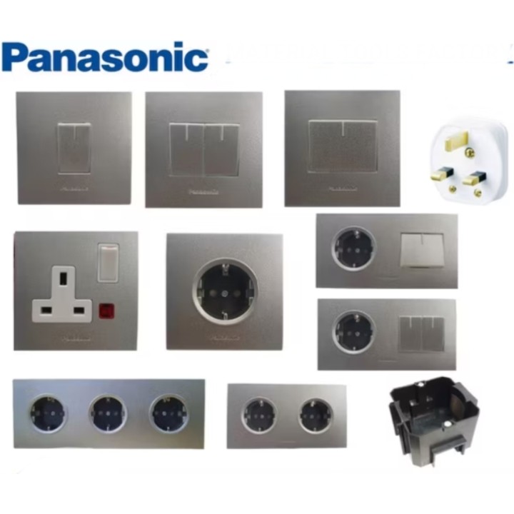Saklar Panasonic - Stop Kontak - Saklar Lampu Rumah Modern Panasonic Silver Style E ENGKEL SERI STOP