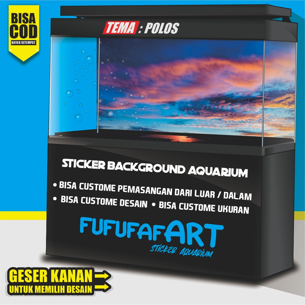 stiker setiker sticker wallpaper background aquarium belakang 3d tema gambar awan 3d CL