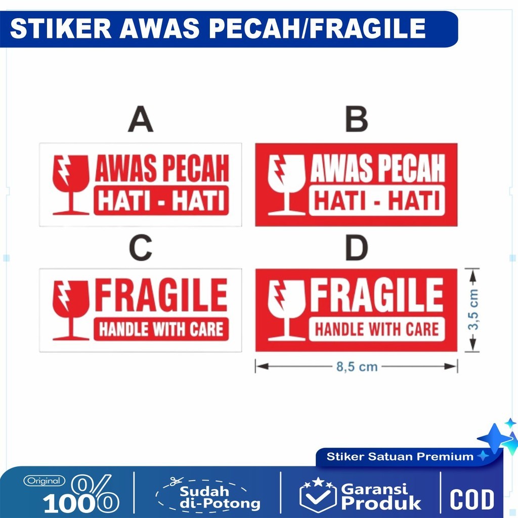 

Stiker Fragile Awas Pecah Sticker Pengiriman Paket Chromo Satuan