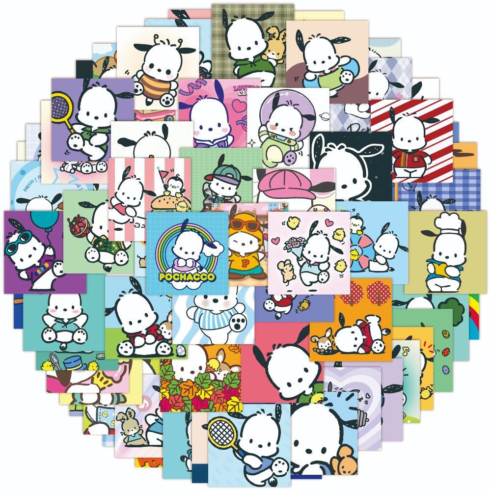 

64 Pcs Sticker Pochaco Vinyl Waterproof untuk Tempelan Laptop Tumbler HP Koper DIY