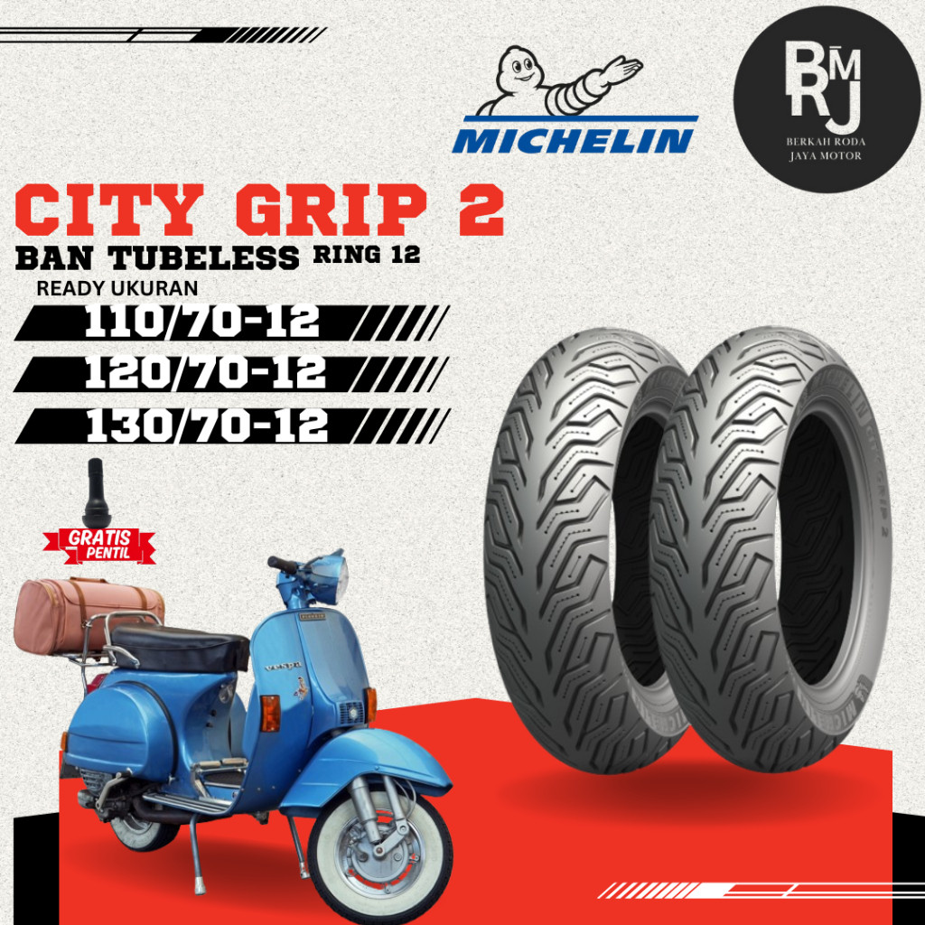 Ban Motor Ring 12 100/90 110/90 Michelin City Grip 2 Tubeless Scoopy Genio Motor Listrik