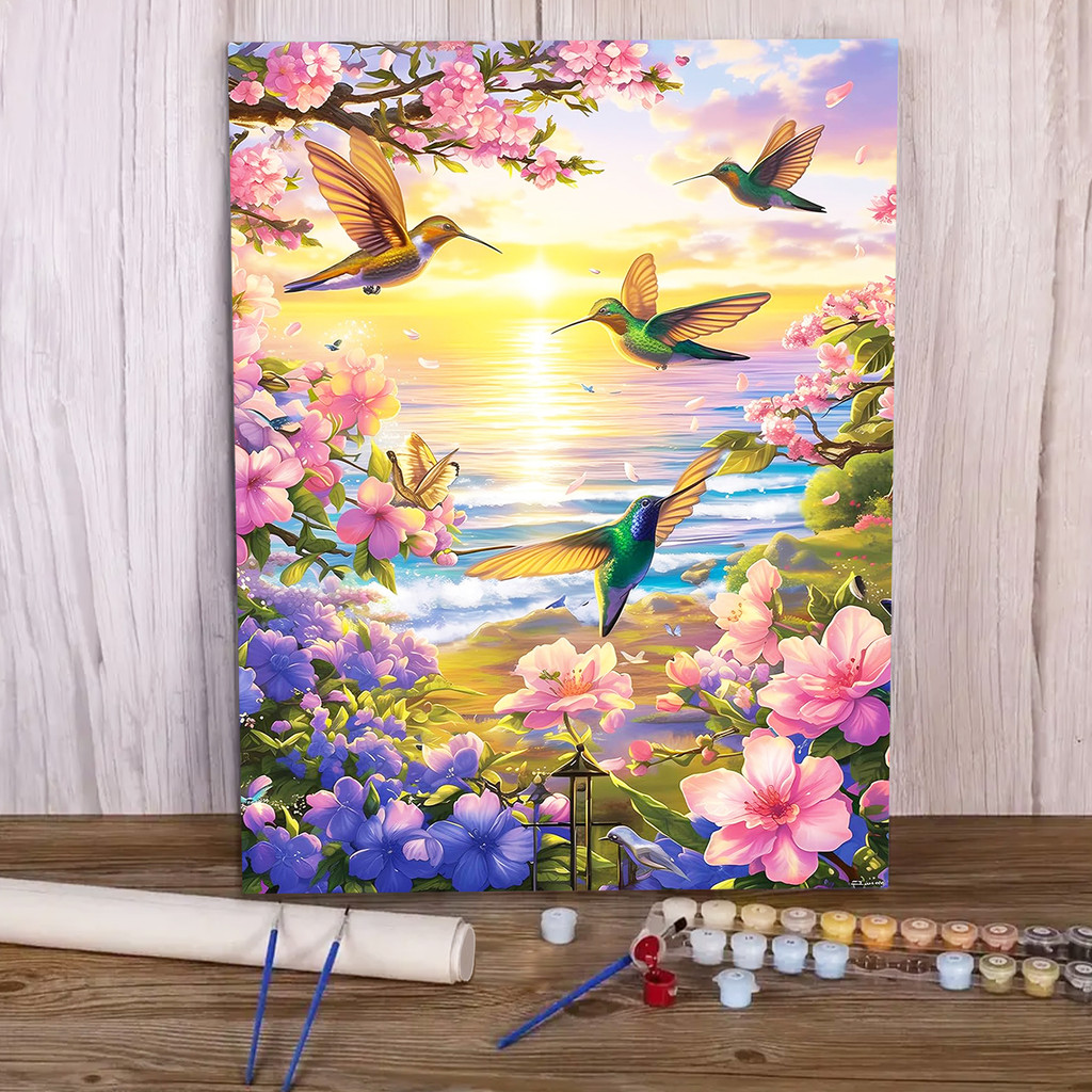 

Paint by Numbers - 40x50cm, Hummingbird Painting Kits for Beginners on Colored Canvas, Easy DIY Art for Home Decor Gift