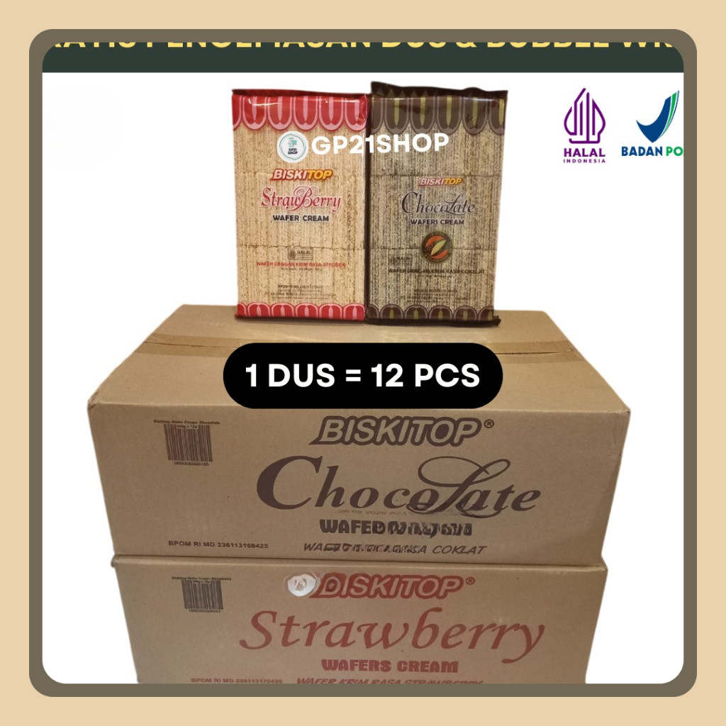 

Biskitop Wafer Cream 300gr [1 DUS / 1 KARTON | ISI 12 PCS] | (Chocolate/Strawberry)