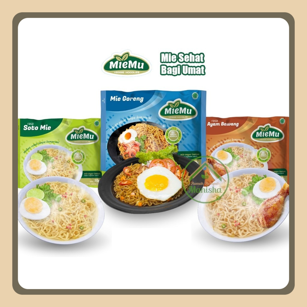 

MieMu Mie Diet Sehat Isi 10Pcs - Halal Non MSG Rendah Kalori Rendah Gula Rendah Gluten - Mie Instan Tepung Mocaf - Veggie Noodles