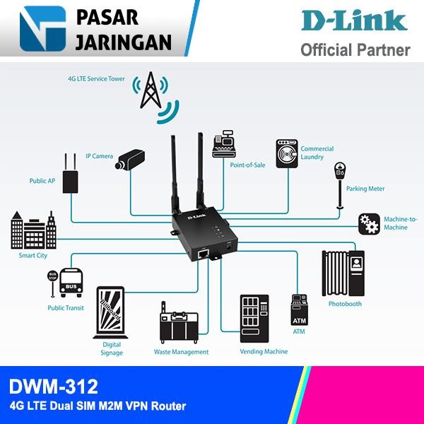 D-LINK DWM-312 4G LTE Dual SIM M2M VPN Router Dual Sim