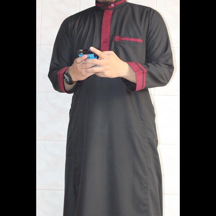Gamis pria / Jubah pria katun import hitam maroon