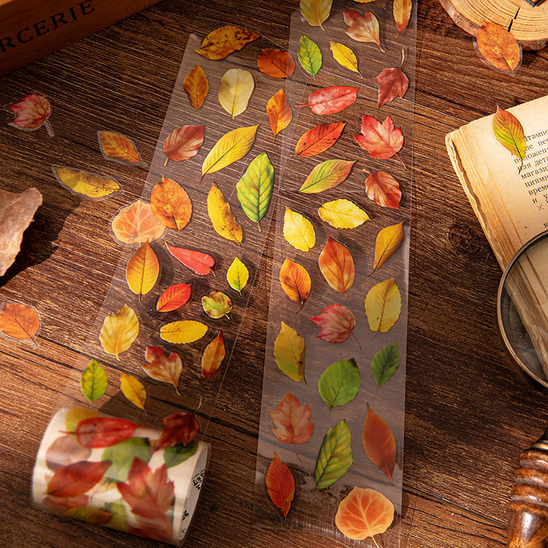 

1Roll Falling Leaves Into Poetry Series PET Tape Scrapbooking Decoration Collage Journal Craft Diy Stickers Supplies