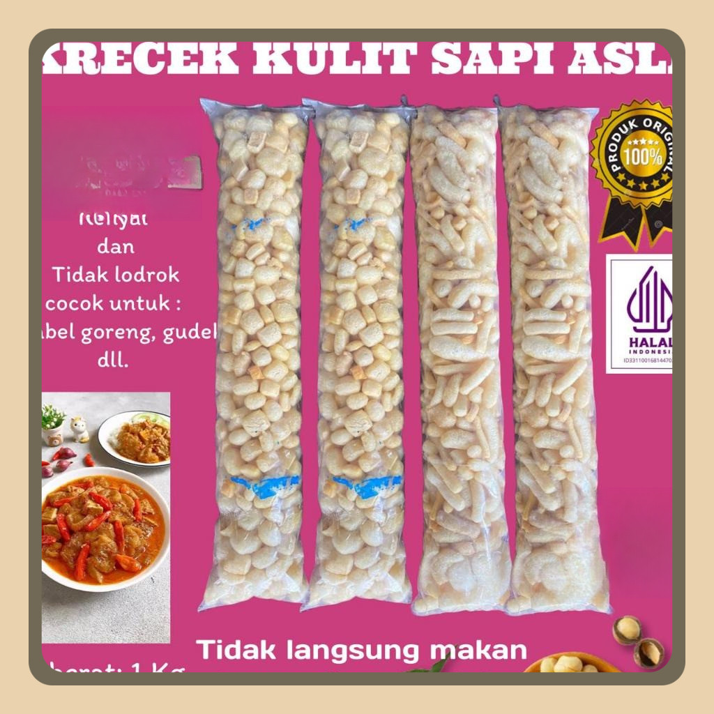 

1 Ball Krecek Sayur Kulit Sapi Asli 1 Kg Super Kenyal, Rambak Untuk Di sayur