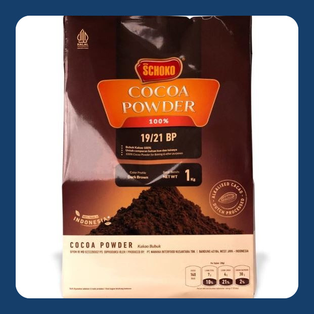 

SCHOKO ORIGINAL Cocoa Powder BP 19/21 Cokelat Bubuk 1 Kg Coklat bubuk High Fat Original SCHOKO