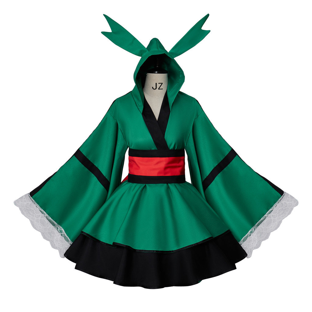 My Hero Academia Midoriya Izuku Deku Kimono Dress Battle Lolita Maid Dress Deku Cosplay Costume Hall