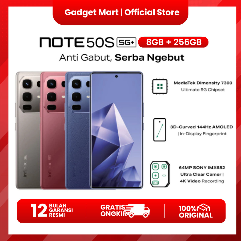 Infinix NOTE 50S 5G+ 8/256GB - Garansi Resmi