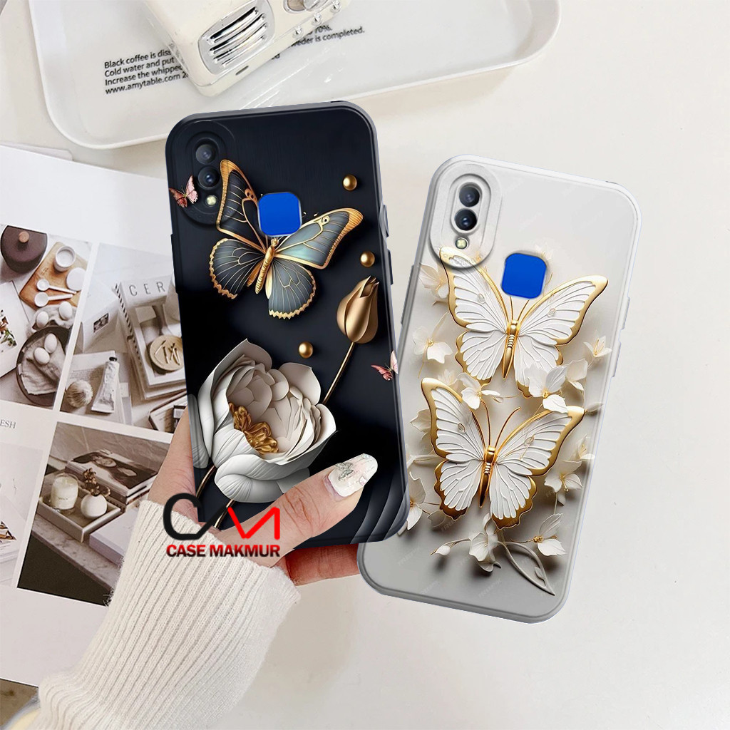Silicon Vivo V9 Y85 Z1 Y91 Y93 Fingger Y95 - Softcase Motif Bunga & Buterfly - Fashion Case Cewek - 