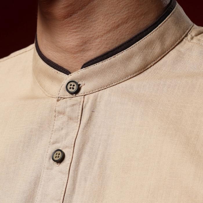 Emba Denim - Rumi One Kemeja Koko Pria Lengan Panjang Baju Muslim - Khaki, M