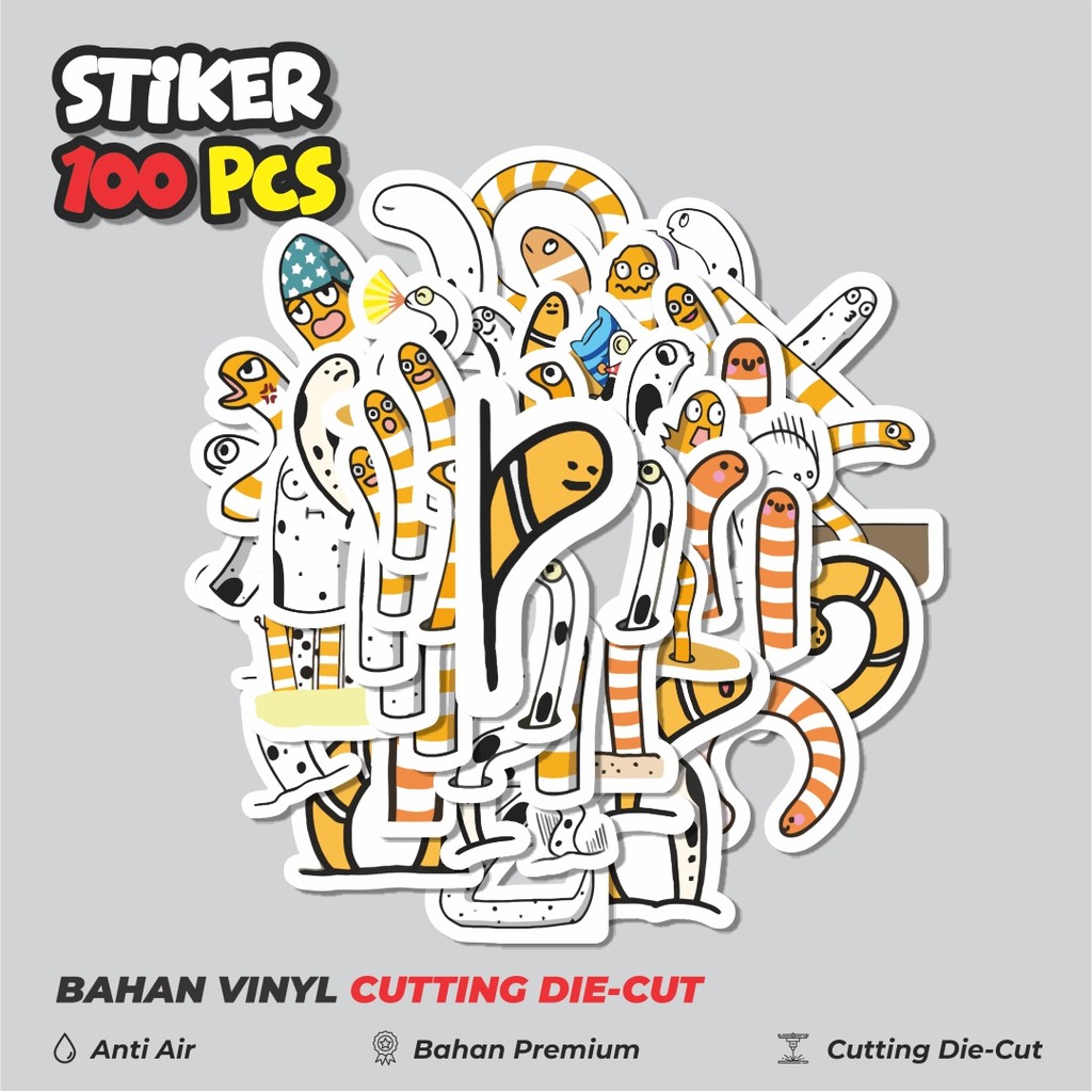 

Terbaru! 50 pcs Sticker Hewan Belut Dekorasi Lucu Kreatif untuk Notebook, Skateboard, HP