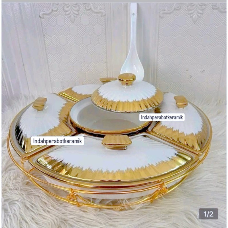 Prasmanan Bulat Putar List Gold/Prasmanan Putar /Prasmanan Mewah