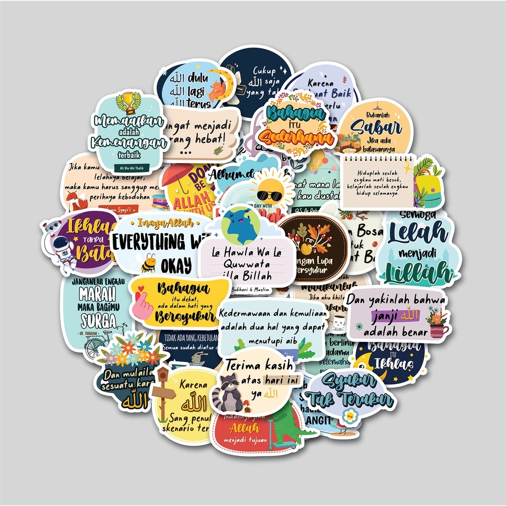 STICKER PACK QUOTES ISLAMI | STICKER TUMBLER | STIKER LAPTOP KOPER HELM