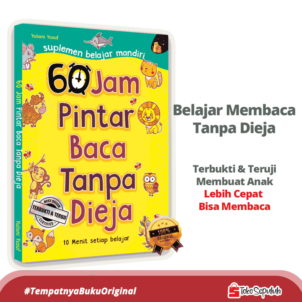 Buku Belajar Membaca - Buku Membaca - Buku Anak - 60 Jam Pintar Baca Tanpa Dieja Metode Cepat