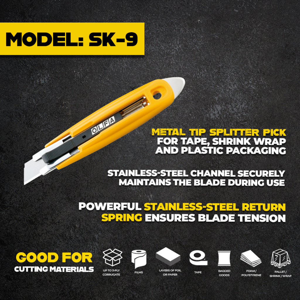 

OLFA SK-9 Pisau Safety Cutter Self-Retracting Safety Knife Asli Jepang