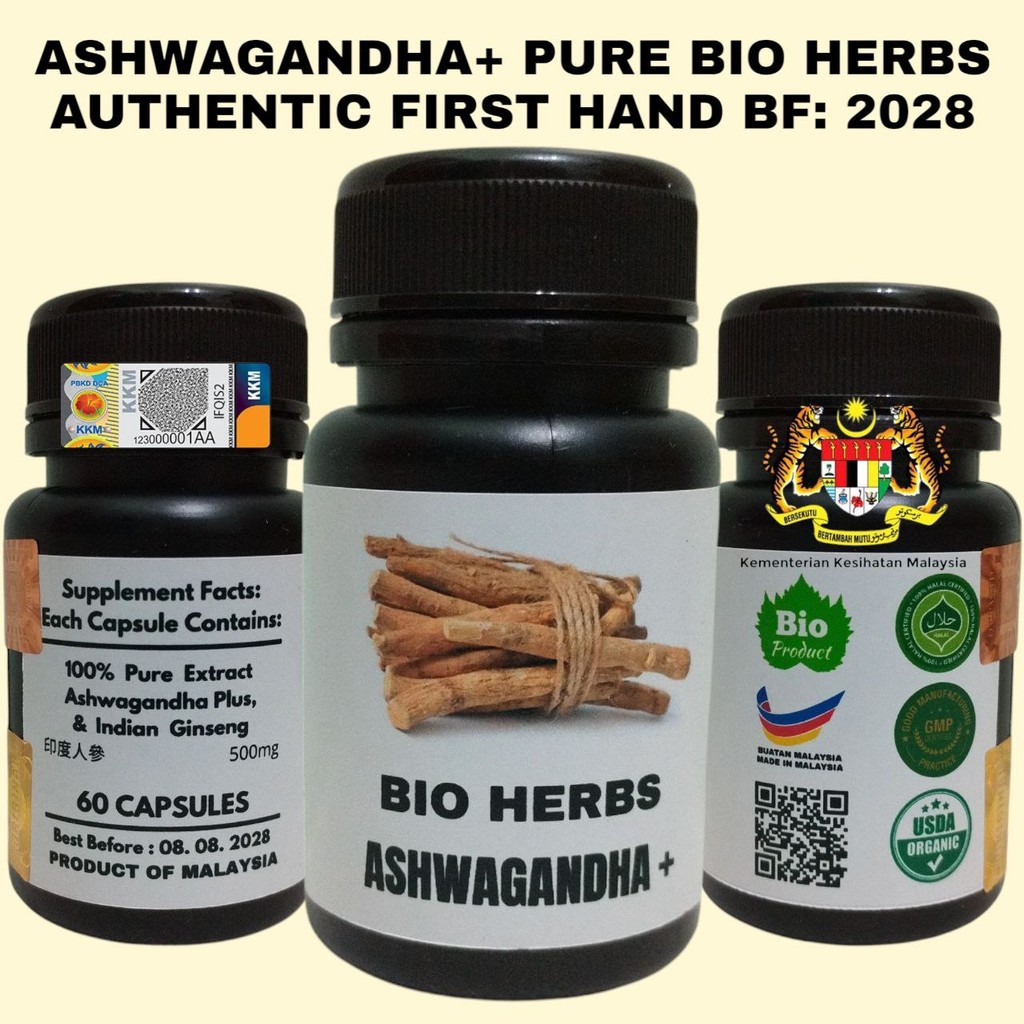 PURE ORIGINAL ASHWAGANDHA + PLUS KSM-66 EXTRACT BIO HERBS AUTHENTIC HSG