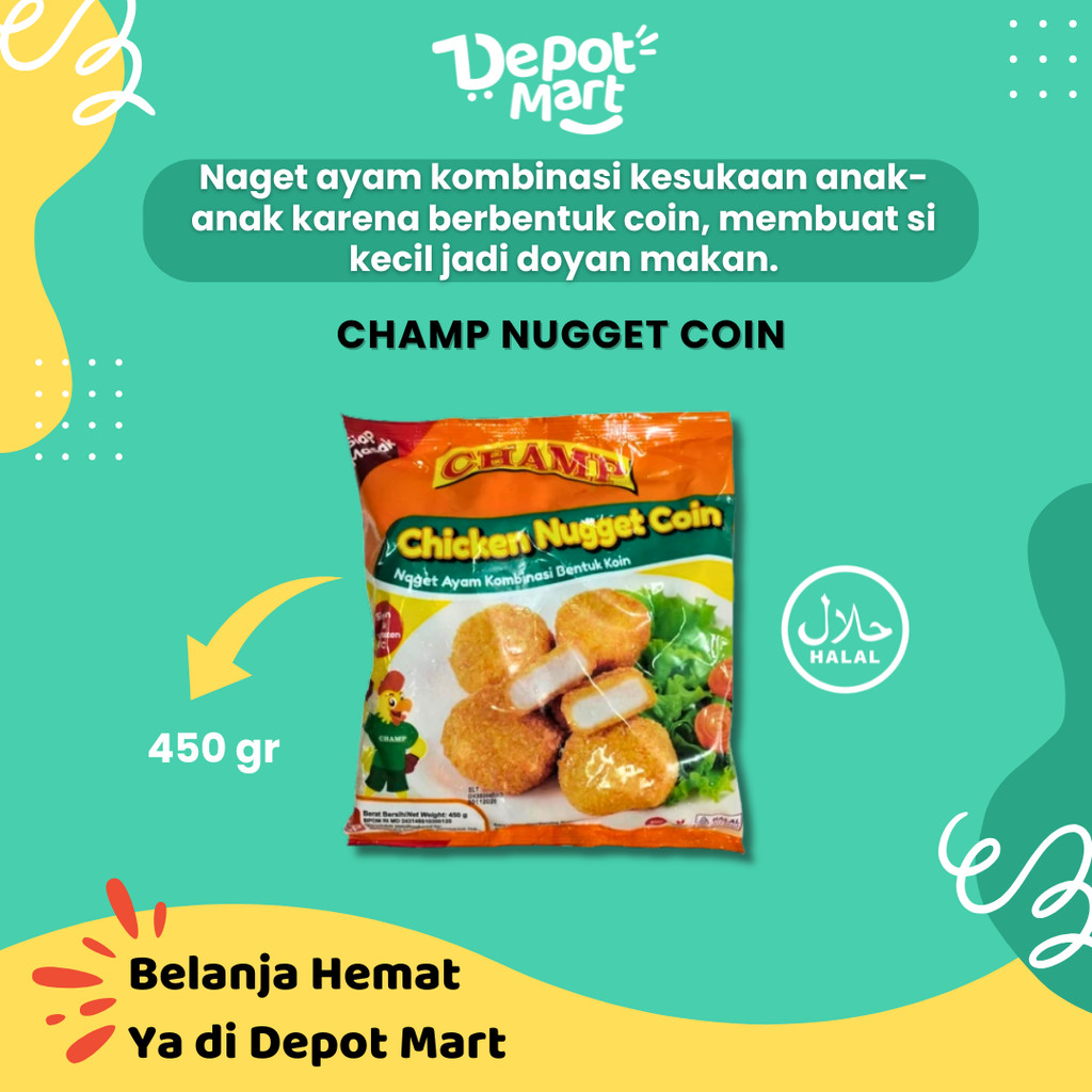 

CHAMP Nugget Coin 450gr / Naget Ayam Bentuk Coin 450 gr Depot Mart