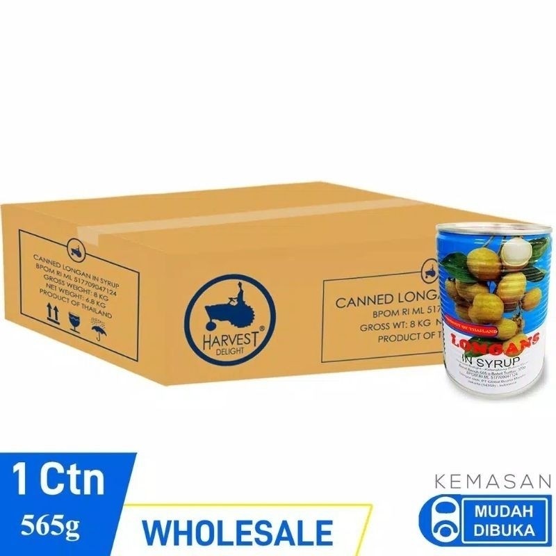 

Khusus CARGO Harvest Delight Longan in syrup buah kelengkeng kaleng 1Dus