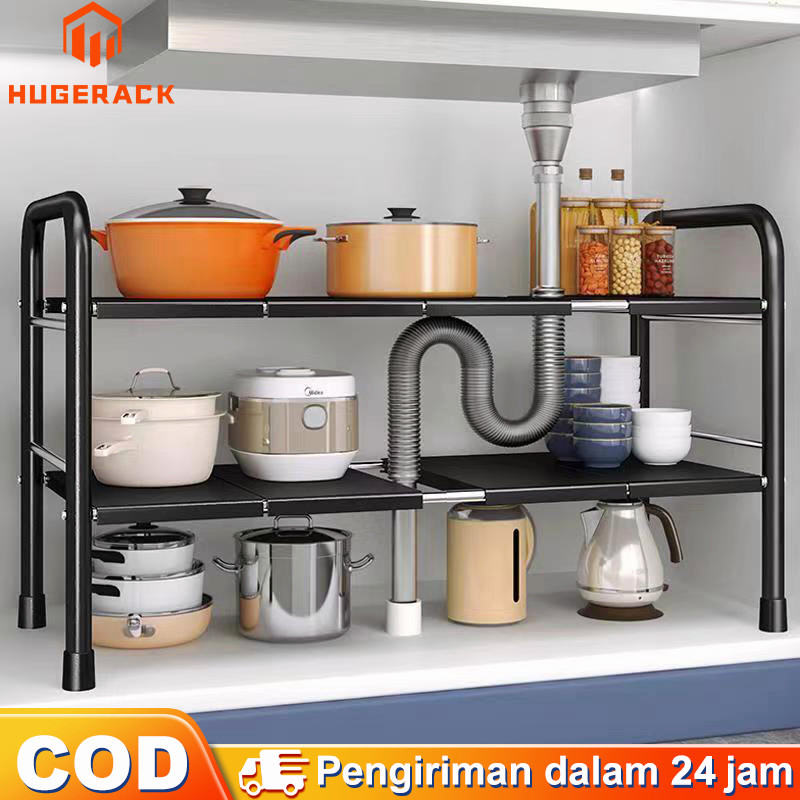 Rak dapur stainless steel  Rak Bawah Wastafel  Rak panci Rak kolong dapur Rak lemari dapur Rak Susun