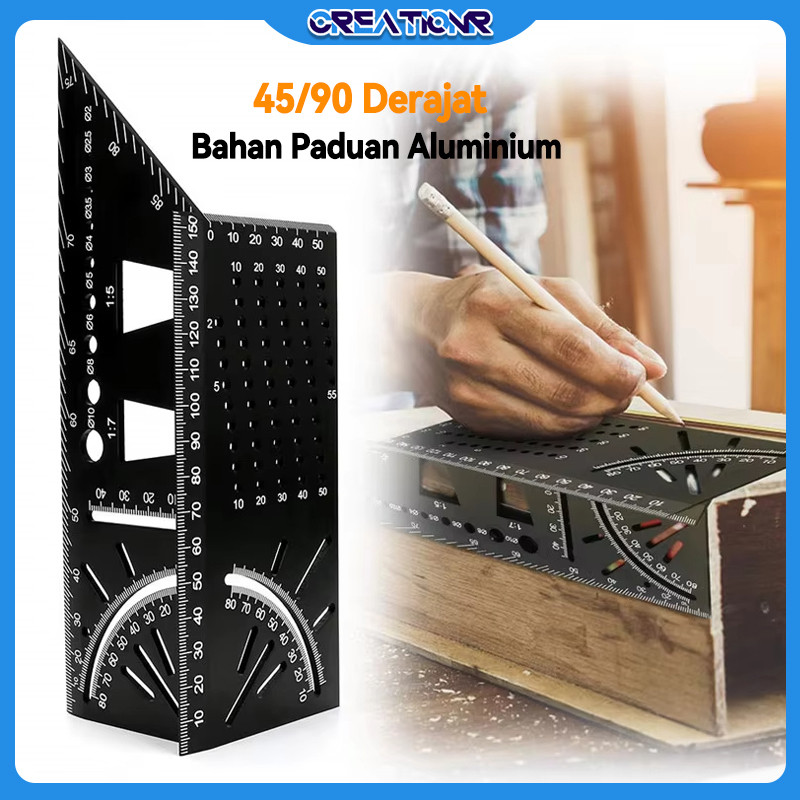 

（Bahan Paduan Aluminium）Penggaris Sudut 45/90 Derajat/Penggaris Aluminium Presisi/penggaris Derajat