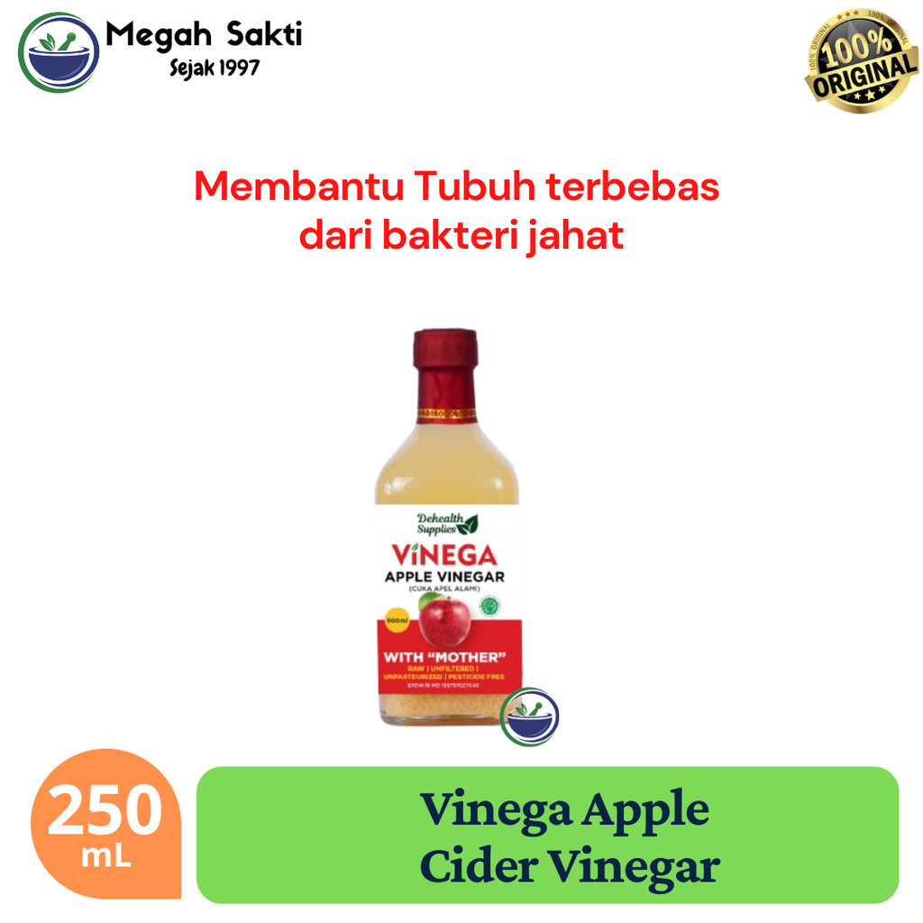 

Megah Sakti - Finega Apple Cider Finegar / Cuka Apel Finega Organik Asli 250ml KACA Dehealth supplies
