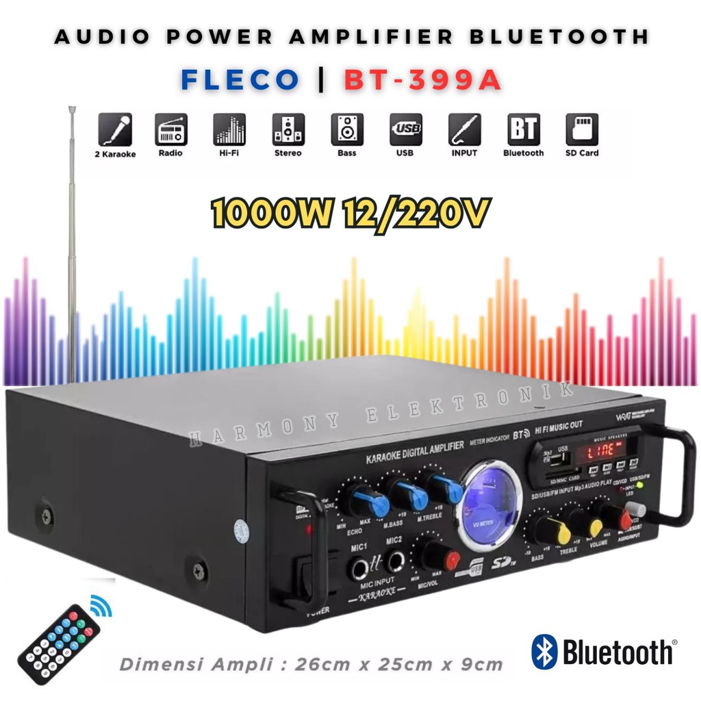 SERBA COD Power Amplifier Fleco Bt-399a Daya 2000 Watt Full Bass | Audio Penguat Suara Full Bass & T