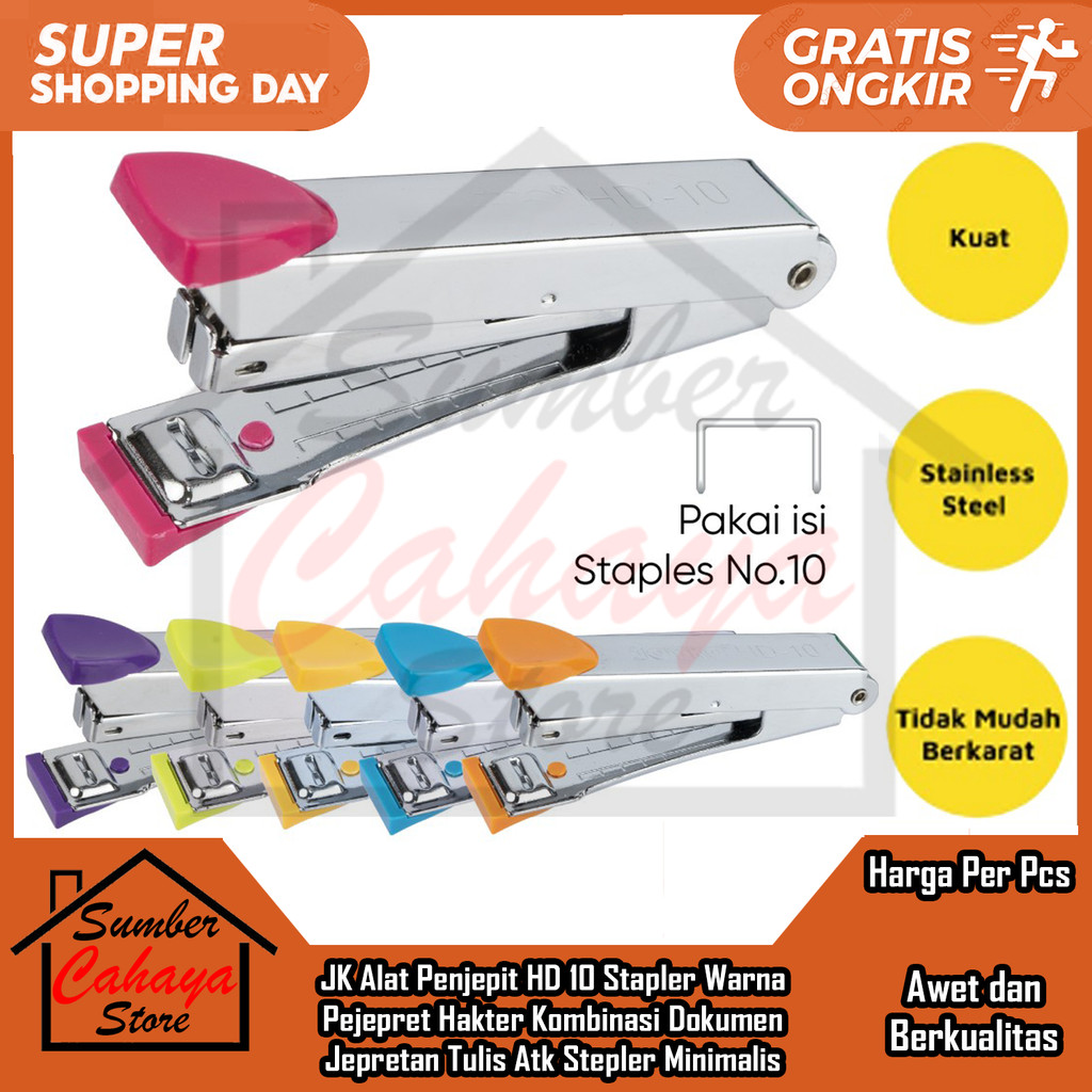 

JK Hd 10 Stapler Stepler Alat Staples Hekter Per Lusin Jepretan Jetrekan Steples Tangan Strapler Hecter Seteples Jepit Penjepit Besar Necis Kertas Plastik Jekrekan Ceklekan Pengokot SJN Pemaut Necis Setepler